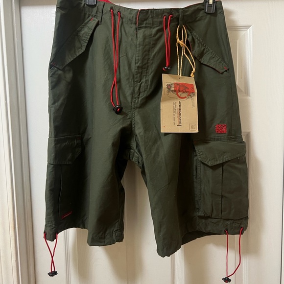 JNCO Olive Cargo Shorts with Red Accents Tactical Hiking